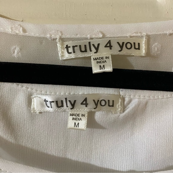 Truly 4 You White Sheer Lace Swiss Dot Sleeve Blouse Bell Sleeve Lace Medium - Picture 3 of 6